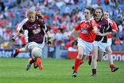 27 June 2010; Niamh Feeney, Westmeath, in action against Kayleigh Reilly, Louth, during the Half-time Go Games at the Leinster GAA Football Semi-Finals. Croke Park, Dublin. Picture credit: Brendan Moran / SPORTSFILE