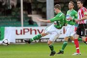 28 June 2010; Bray Wanderers' Shane O'Neill shoots to score his side's second goal. FAI Ford Cup Third Round Replay, Bray Wanderers v Derry City, Carlisle Grounds, Bray, Co. Wicklow. Photo by Sportsfile
