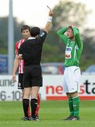 28 June 2010; Bray Wanderers' Dane Massey is shown the red card by referee Neil Doyle. FAI Ford Cup Third Round Replay, Bray Wanderers v Derry City, Carlisle Grounds, Bray, Co. Wicklow. Photo by Sportsfile