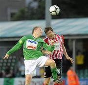 28 June 2010; Vincent Sweeney, Derry City, in action against Stephen Brennan, Bray Wanderers. FAI Ford Cup Third Round Replay, Bray Wanderers v Derry City, Carlisle Grounds, Bray, Co. Wicklow. Photo by Sportsfile