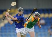 26 June 2010; Seanie Stakelum, Longford, in action against the Leitrim captain Keith Connolly. Lory Meagher Cup 2010 Semi-Final, Longford v Leitrim, Pearse Park, Longford. Picture credit: Ray McManus / SPORTSFILE