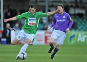 25 June 2010; Dave Wester, Bray Wanderers, in action against Gary Twigg, Shamrock Rovers. Airtricity League Premier Division, Bray Wanderers v Shamrock Rovers, Carlisle Grounds, Bray, Co. Wicklow. Picture credit: Barry Cregg / SPORTSFILE