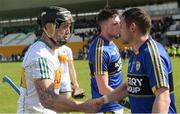 22 May 2016; Shane Dooley of Offaly shakes hands with John Griffin of Kerry after the Leinster GAA Hurling Championship Qualifier, Round 3, between Offaly and Kerry at O'Connor Park, Tullamore, Co. Offaly.  Photo by Piaras Ó Mídheach/Sportsfile