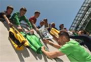 24 May 2016; Robbie Keane of the Republic of Ireland signs autographs at the end of squad training in the Aviva Stadium, Lansdowne Road, Dublin. Photo by David Maher/Sportsfile