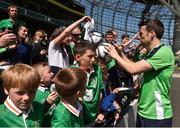24 May 2016; Seamus Coleman of the Republic of Ireland signs autographs for supporters at the end of squad training in the Aviva Stadium, Lansdowne Road, Dublin. Photo by David Maher/Sportsfile