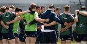 24 May 2016; Connacht head coach Pat Lam talks to his players during squad training at the Sportsground, Galway. Photo by Seb Daly/Sportsfile