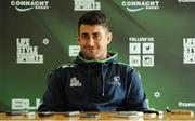24 May 2016; Tiernan O'Halloran of Connacht speaking during a press conference at the Sportsground, Galway. Photo by Seb Daly/Sportsfile