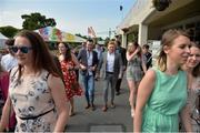 3 June 2016; Racegoers arrive ahead of the British Irish Chamber of Commerce Raceday in Leopardstown, Co. Dublin. Photo by Cody Glenn/Sportsfile