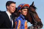 3 June 2016; Trainer Joseph O'Brien, left, with jockey Donnacha O'Brien and Order Of St George pose for a photo after winning the Seamus & Rosemary McGrath Memorial Saval Beg Stakes during the British Irish Chamber of Commerce Raceday in Leopardstown, Co. Dublin. Photo by Seb Daly/Sportsfile