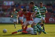 3 June 2016; Christy Fagan of St Patricks Athletic is tackled by Stephen McPhail of Shamrock Rovers who is supported by team-mate Sean Heaney during the SSE Airtricity League Premier Division match between St Patrick's Athletic and Shamrock Rovers in Richmond Park, Dublin. Photo by David Fitzgerald/Sportsfile