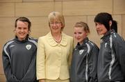17 June 2010; Minister for Tourism, Culture and Sport Mary Hanafin T.D., meets with Ciara Grant, Niamh McLaughlin and Tanya Kennedy during a visit to the Republic of Ireland Womens' U-17 Squad ahead of their UEFA Championship Finals. Bewlets Hotel, Stockhole Lane, Dublin. Picture credit: Barry Cregg / SPORTSFILE
