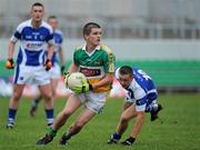30 June 2010; Stuart Cullen, Offaly, in action against Damiean O'Connor, Laois. ESB Leinster GAA Football Minor Championship Semi-Final, Offaly v Laois, O'Connor Park, Tullamore, Co. Offaly. Picture credit: Brian Lawless / SPORTSFILE