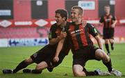 2 July 2010; Paddy Madden, Bohemians, celebrates with team-mate Gareth McGlynn, left, after scoring his side's first goal. Airtricity League Premier Division, Bohemians v Sporting Fingal, Dalymount Park, Dublin. Picture credit: Brian Lawless / SPORTSFILE
