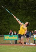 3 July 2010; David Reynolds, Bandon, Cork, in action, in the U-19 Boy's Javelin, during the Woodie's DIY AAI Juvenile Track & Field Championships. Tullamore Harriers Stadium, Tullamore, Co. Offaly. Picture credit: Barry Cregg / SPORTSFILE