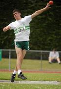 3 July 2010; Jason Mullins, Clonmel, Co. Tipperary, in action in the U-18 Boy's Shot Putt, during the Woodie's DIY AAI Juvenile Track & Field Championships. Tullamore Harriers Stadium, Tullamore, Co. Offaly. Picture credit: Barry Cregg / SPORTSFILE