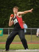3 July 2010; David Sheperd, Regent House, in action in the U-18 Boy's Shot Putt, during the Woodie's DIY AAI Juvenile Track & Field Championships. Tullamore Harriers Stadium, Tullamore, Co. Offaly. Picture credit: Barry Cregg / SPORTSFILE