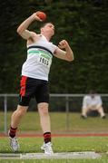 3 July 2010; Diarmuid Halihan, Midleton, Co. Cork, in action in the U-18 Boy's Shot Putt, during the Woodie's DIY AAI Juvenile Track & Field Championships. Tullamore Harriers Stadium, Tullamore, Co. Offaly. Picture credit: Barry Cregg / SPORTSFILE