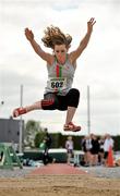 3 July 2010; Aoibhinn McManus, City of Lisburn, in action in the U-15 Girls Long Jump, during the Woodie's DIY AAI Juvenile Track & Field Championships. Tullamore Harriers Stadium, Tullamore, Co. Offaly. Picture credit: Barry Cregg / SPORTSFILE