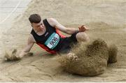 4 June 2016; Mikey Cullen of St Peter's, Waterford, competing in the Senior Boys Long Jump at the GloHealth All Ireland Schools Track & Field Championships 2016. Tullamore Harriers Sports Complex, Co. Offaly Photo by Sam Barnes/Sportsfile
