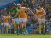 4 June 2016; Joe Keena of Meath in action against Conor McAuley, left, and Neal McAuley of Antrim the Christy Ring Cup Final between Antrim and Meath in Croke Park, Dublin. Photo by Piaras Ó Mídheach/Sportsfile