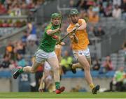 4 June 2016; James Connolly of Antrim in action against Ronan Sherlock of Meath in the Christy Ring Cup Final between Antrim and Meath in Croke Park, Dublin. Photo by Piaras Ó Mídheach/Sportsfile