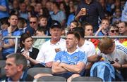 4 June 2016; Paul Flynn of Dublin relaxes on the team bench after picking up an injury in the warm up ahead of the Leinster GAA Football Senior Championship Quarter-Final between Laois and Dublin in Nowlan Park, Kilkenny. Photo by Ray McManus/Sportsfile
