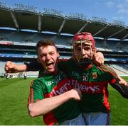4 June 2016; Seán Mulroy, left, and Joseph McManus of Mayo celebrate after the in the Nicky Rackard Cup Final between Armagh and Mayo in Croke Park, Dublin. Photo by Piaras Ó Mídheach/Sportsfile