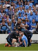4 June 2016; John O'Loughlin of Laois remonstrates with referee Cormac Branagan before being sent off in the Leinster GAA Football Senior Championship Quarter-Final match between Laois and Dublin in Nowlan Park, Kilkenny. Picture credit: Dáire Brennan / SPORTSFILE
