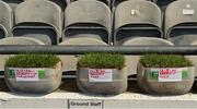 4 June 2016; Samples of different types of grass are grown in plantpots pitchside by Croke Park grounds staff ahead of the Christy Ring Cup Final between Antrim and Meath in Croke Park, Dublin. Photo by Piaras Ó Mídheach/Sportsfile