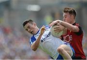 5 June 2016; Shane Carey of Monaghan in action against Darragh O'Hanlon of Down in the Ulster GAA Football Senior Championship Quarter-Final between Monaghan and Down in St Tiernach's Park, Clones, Co. Monaghan. Picture credit: Dáire Brennan / SPORTSFILE Photo by Daire Brennan/Sportsfile