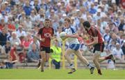 5 June 2016; Ryan McAnespie of Monaghan in action against Kevin McKernan of Down in the Ulster GAA Football Senior Championship Quarter-Final between Monaghan and Down in St Tiernach's Park, Clones, Co. Monaghan. Picture credit: Dáire Brennan / SPORTSFILE Photo by Daire Brennan/Sportsfile
