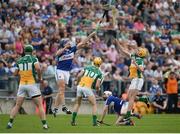 5 June 2016; Willie Hyland of Laois in action against Pat Camon of Offaly in the Leinster GAA Hurling Senior Championship Quarter-Final between Offaly and Laois in O'Connor Park, Tullamore, Co. Offaly. Photo by Sam Barnes/Sportsfile