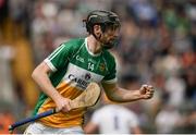 5 June 2016; James Mulrooney of Offaly celebrates scoring his side's first goal in the Leinster GAA Hurling Senior Championship Quarter-Final between Offaly and Laois in O'Connor Park, Tullamore, Co. Offaly. Photo by Sam Barnes/Sportsfile