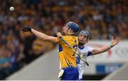 5 June 2016; David Fitzgerald of Clare in action against Patrick Curran of Waterford during the Munster GAA Hurling Senior Championship Semi-Final match between Waterford and Clare at Semple Stadium in Thurles, Co. Tipperary. Photo by Stephen McCarthy/Sportsfile