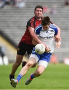5 June 2016; Darren Hughes of Monaghan is tackled by Peter Turley of Down for which he received a black card in the Ulster GAA Football Senior Championship Quarter-Final between Monaghan and Down in St Tiernach's Park, Clones, Co. Monaghan. Photo by Oliver McVeigh/Sportsfile