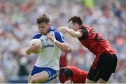 5 June 2016; Karl O'Connell of Monaghan in action against Donal O'Hare of Down in the Ulster GAA Football Senior Championship Quarter-Final between Monaghan and Down in St Tiernach's Park, Clones, Co. Monaghan. Photo by Daire Brennan/Sportsfile
