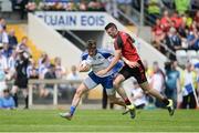 5 June 2016; Darren Hughes of Monaghan in action against Henry Brown of Down in the Ulster GAA Football Senior Championship Quarter-Final between Monaghan and Down in St Tiernach's Park, Clones, Co. Monaghan. Photo by Daire Brennan/Sportsfile