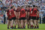 5 June 2016; The Down team huddle prior to the Ulster GAA Football Senior Championship Quarter-Final between Monaghan and Down in St Tiernach's Park, Clones, Co. Monaghan. Photo by Daire Brennan/Sportsfile