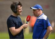 5 June 2016; Monaghan manager Malachy O'Rourke being interviewed by Billy Joe Padden, Newstalk after the Ulster GAA Football Senior Championship Quarter-Final between Monaghan v Down in St Tiernach's Park, Clones, Co. Monaghan. Photo by Oliver McVeigh/Sportsfile