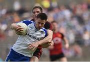 5 June 2016; Karl O'Connell of Monaghan in action against Aidan Carr of Down in the Ulster GAA Football Senior Championship Quarter-Final between Monaghan and Down in St Tiernach's Park, Clones, Co. Monaghan. Photo by Oliver McVeigh/Sportsfile