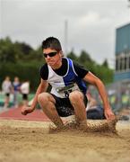 3 July 2010; Dean Power, Tullamore Harriers, Co.Offaly, in action in the U-15 Boy's Long Jump, during the Woodie's DIY AAI Juvenile Track & Field Championships. Tullamore Harriers Stadium, Tullamore, Co. Offaly. Picture credit: Barry Cregg / SPORTSFILE