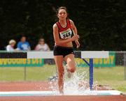 3 July 2010; Dara Broe, Inbhear Dee, in action in the U-19 Girl's Steeplechase, during the Woodie's DIY AAI Juvenile Track & Field Championships. Tullamore Harriers Stadium, Tullamore, Co. Offaly. Picture credit: Barry Cregg / SPORTSFILE