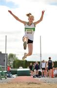 3 July 2010; Roisin Harrision, Emerald, in action in the U-15 Girl's Long Jump, during the Woodie's DIY AAI Juvenile Track & Field Championships. Tullamore Harriers Stadium, Tullamore, Co. Offaly. Picture credit: Barry Cregg / SPORTSFILE