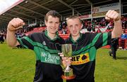 4 July 2010; Northern Gales, Longford, joint captains David McGivney, left, and Nigel Rabbitt, celebrate with the cup after winning the Division 4 Final against De La Salle, Waterford. Coca-Cola GAA Féile Peil na nÓg Finals 2010, Celtic Park, Derry. Photo by Sportsfile