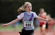 4 July 2010; Siofra Cleirigh Buttner, Dundrum South, Dublin, celebrates winning the U16 Girl's 800m, during the Woodie's DIY AAI Juvenile Track & Field Championships. Tullamore Harriers Stadium, Tullamore, Co. Offaly. Picture credit: Brian Lawless / SPORTSFILE