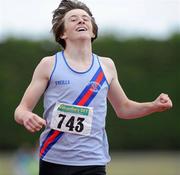 4 July 2010; Kevin Lynch, Dundrum, South Dublin, after winning the U17 Boy's 400m, during the Woodie's DIY AAI Juvenile Track & Field Championships. Tullamore Harriers Stadium, Tullamore, Co. Offaly. Picture credit: Brian Lawless / SPORTSFILE