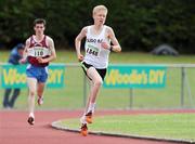 4 July 2010; James McGeough, Sligo, on his way to winning the U16 Boy's 3000m, from second place Thomas Lynn, Mullingar Harriers, during the Woodie's DIY AAI Juvenile Track & Field Championships. Tullamore Harriers Stadium, Tullamore, Co. Offaly. Picture credit: Brian Lawless / SPORTSFILE