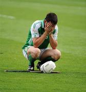 3 July 2010; A dejected Mark Mythen, London, after his side's defeat. Nicky Rackard Cup Final, Armagh v London, Croke Park, Dublin. Picture credit: Stephen McCarthy / SPORTSFILE