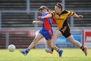 4 July 2010; Johanna Levine, New York, in action against Ciara Condon, Tinryland Bennekerry, Carlow, during the Division 4 Girls Final. Coca-Cola GAA Féile Peil na nÓg Finals 2010, Celtic Park, Derry. Photo by Sportsfile
