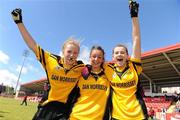 4 July 2010; Tinryland Bennekerry, Carlow, players Grace Lawler, left, Roisin Byrne and Sarah Farrell, right, celebrate after beating New York in the Division 4 Girls Final. Coca-Cola GAA Féile Peil na nÓg Finals 2010, Celtic Park, Derry. Photo by Sportsfile